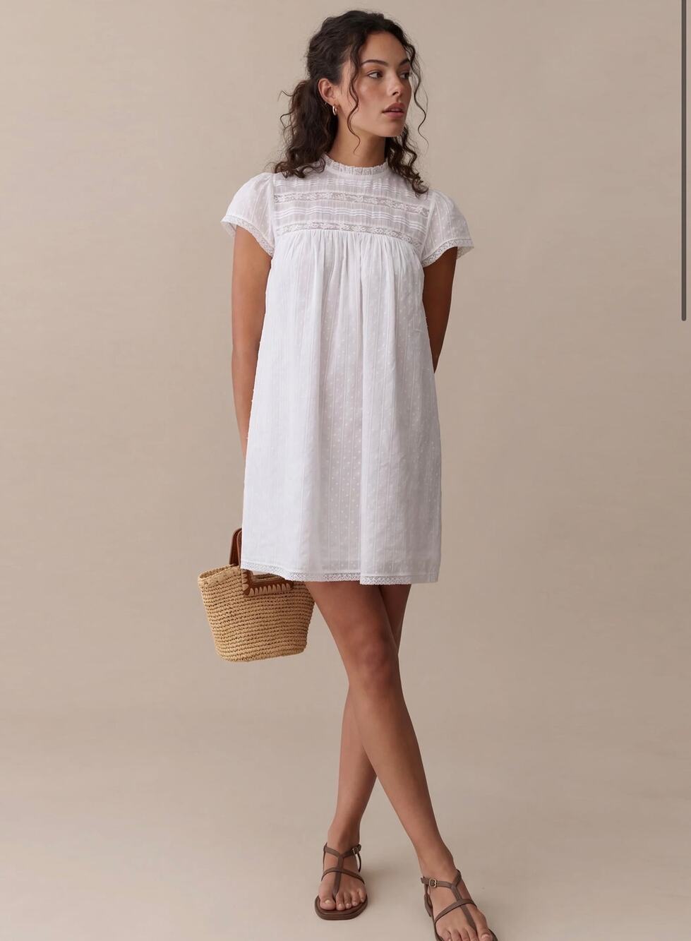New sorella Kiera Cotton Dress white lace  sz XS $197